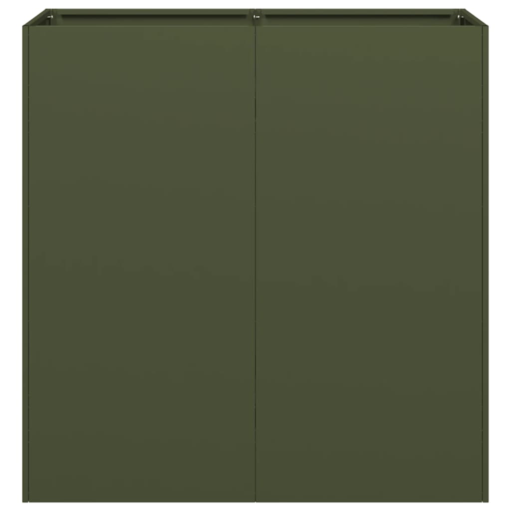 Plantenbak 80x40x80 cm koudgewalst staal olijfgroen is nu te koop bij PeponiXL, paradijselijk wonen!