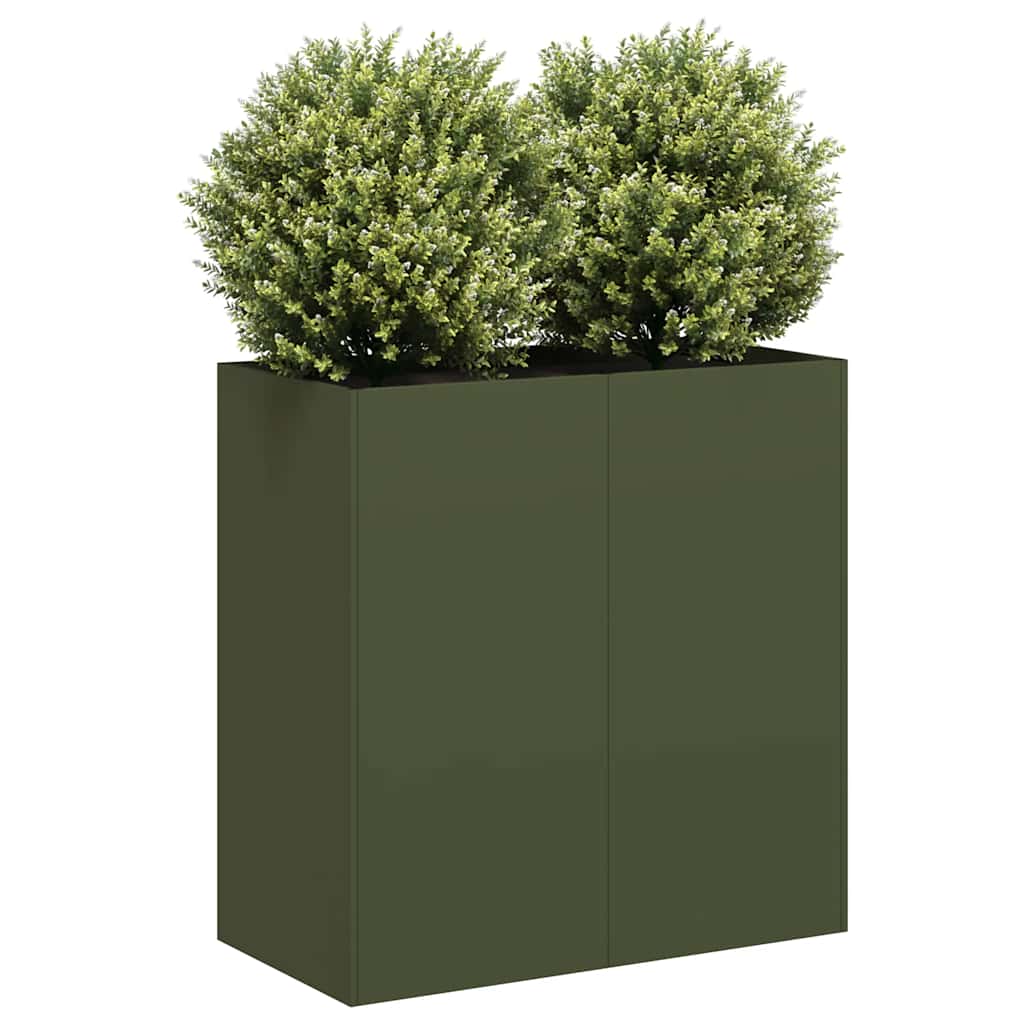 Plantenbak 80x40x80 cm koudgewalst staal olijfgroen is nu te koop bij PeponiXL, paradijselijk wonen!