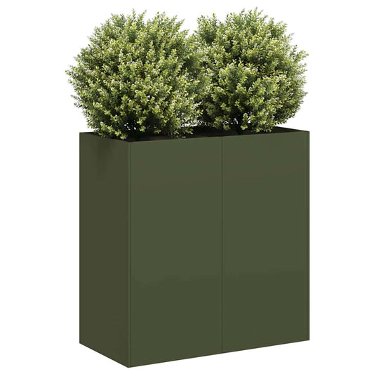 Plantenbak 80x40x80 cm koudgewalst staal olijfgroen is nu te koop bij PeponiXL, paradijselijk wonen!