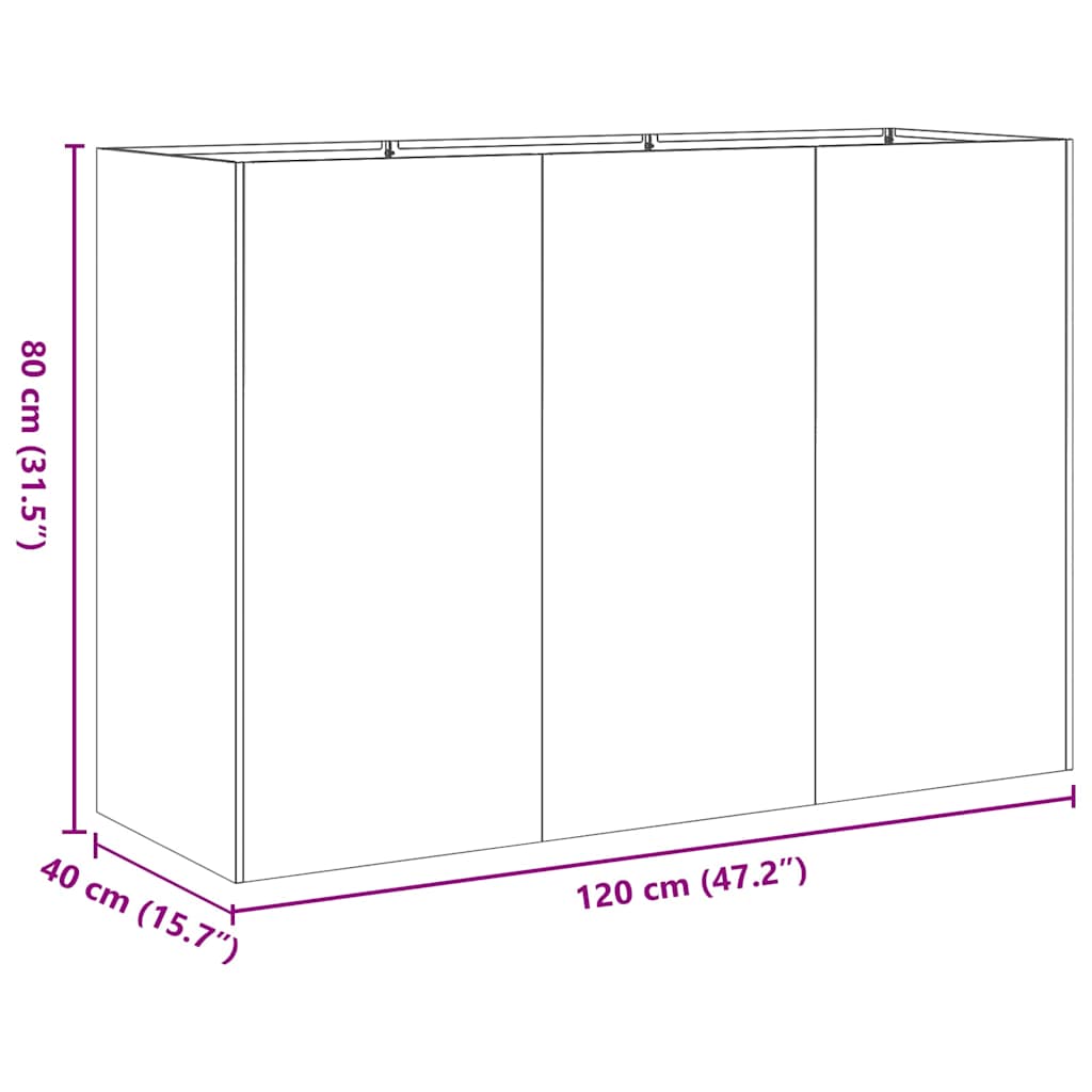 Plantenbak 120x40x80 cm koudgewalst staal antracietkleurig is nu te koop bij PeponiXL, paradijselijk wonen!