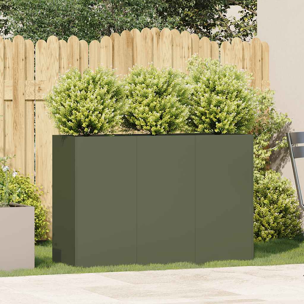 Plantenbak 120x40x80 cm koudgewalst staal olijfgroen is nu te koop bij PeponiXL, paradijselijk wonen!