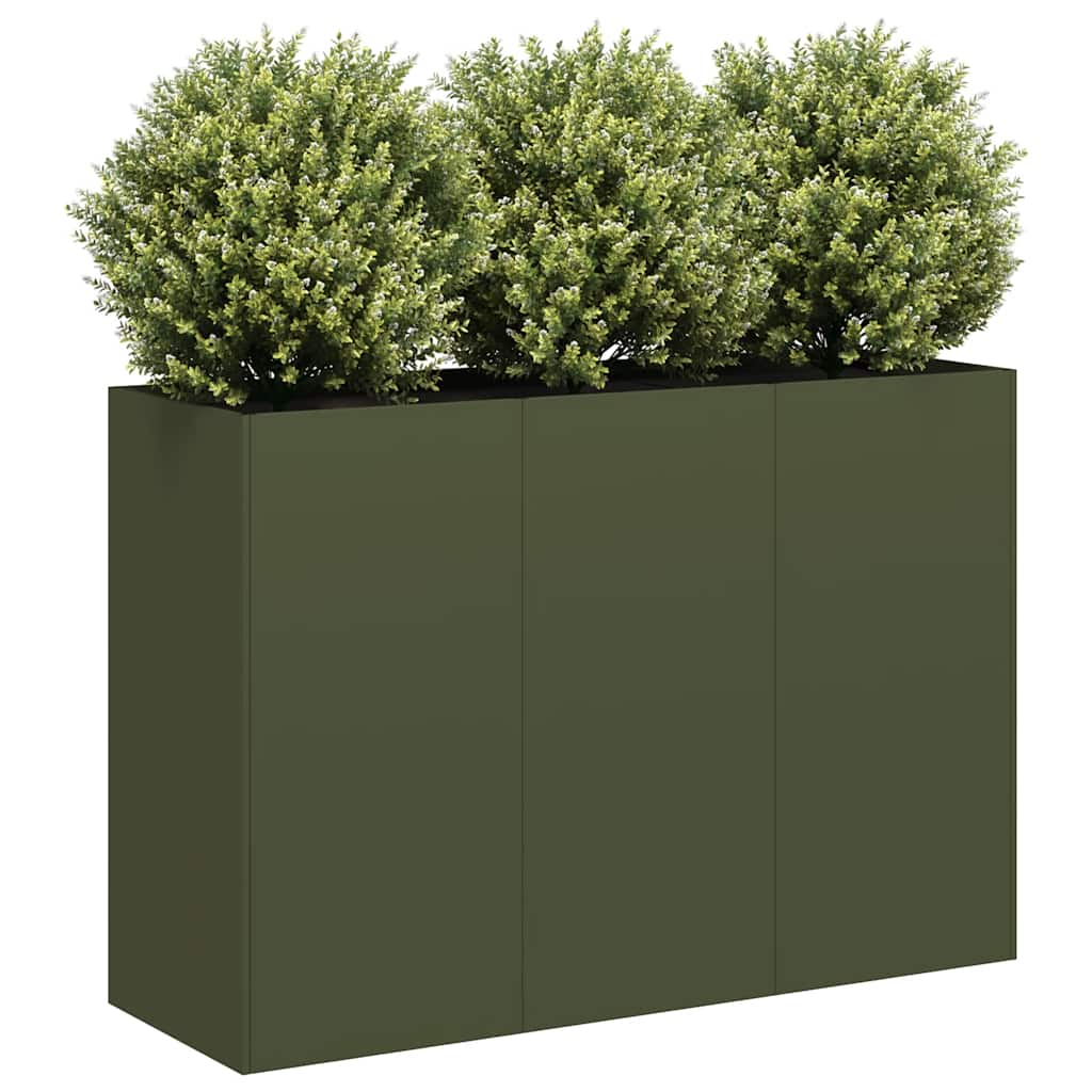 Plantenbak 120x40x80 cm koudgewalst staal olijfgroen is nu te koop bij PeponiXL, paradijselijk wonen!