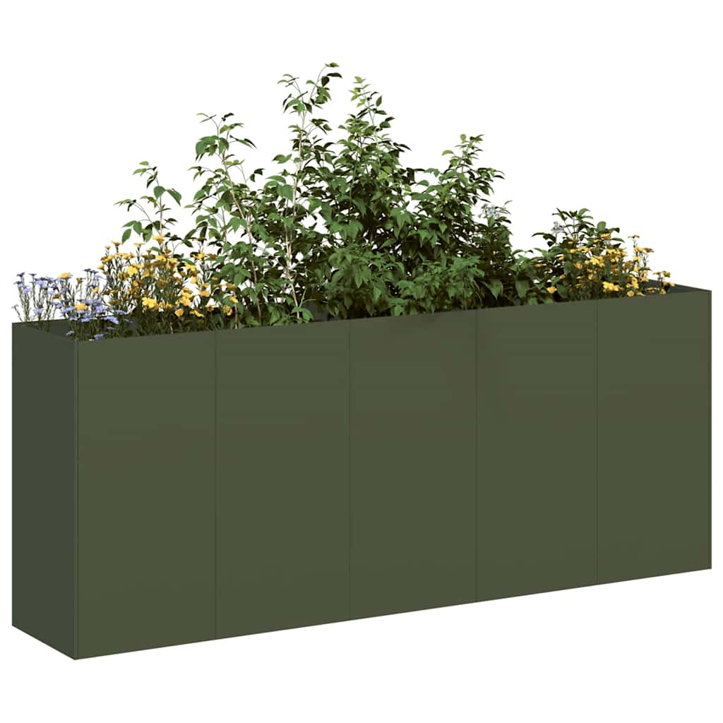 Plantenbak 200x40x80 cm koudgewalst staal olijfgroen is nu te koop bij PeponiXL, paradijselijk wonen!
