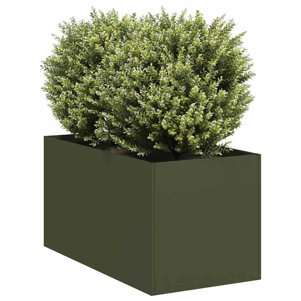 Plantenbak 40x80x40 cm koudgewalst staal olijfgroen is nu te koop bij PeponiXL, paradijselijk wonen!