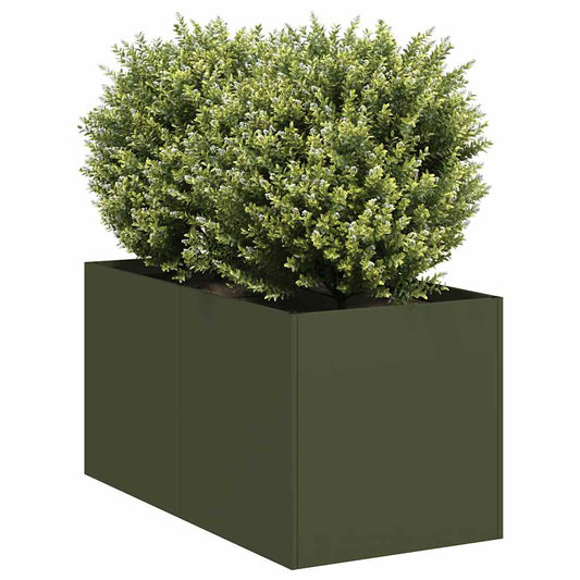 Plantenbak 40x80x40 cm koudgewalst staal olijfgroen is nu te koop bij PeponiXL, paradijselijk wonen!