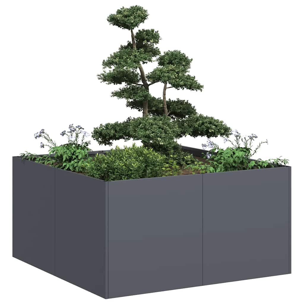 Plantenbak 80x80x40 cm koudgewalst staal antracietkleurig is nu te koop bij PeponiXL, paradijselijk wonen!