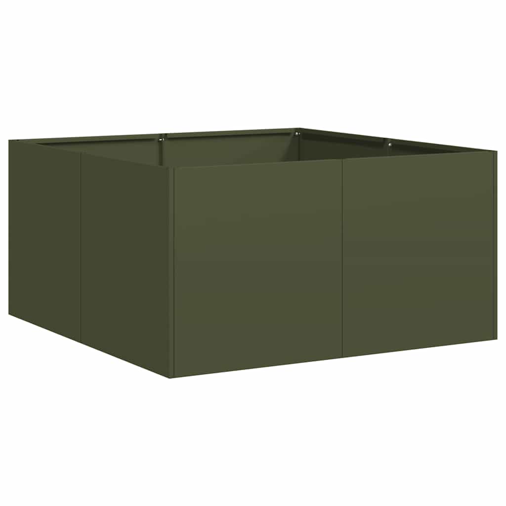 Plantenbak 80x80x40 cm koudgewalst staal olijfgroen is nu te koop bij PeponiXL, paradijselijk wonen!