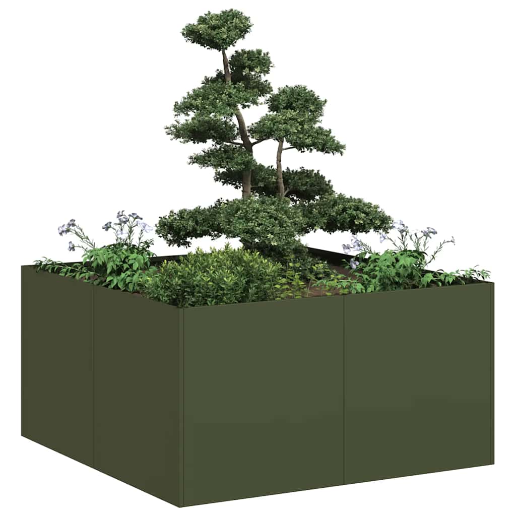 Plantenbak 80x80x40 cm koudgewalst staal olijfgroen is nu te koop bij PeponiXL, paradijselijk wonen!