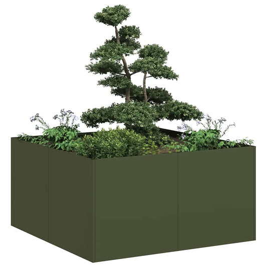 Plantenbak 80x80x40 cm koudgewalst staal olijfgroen is nu te koop bij PeponiXL, paradijselijk wonen!