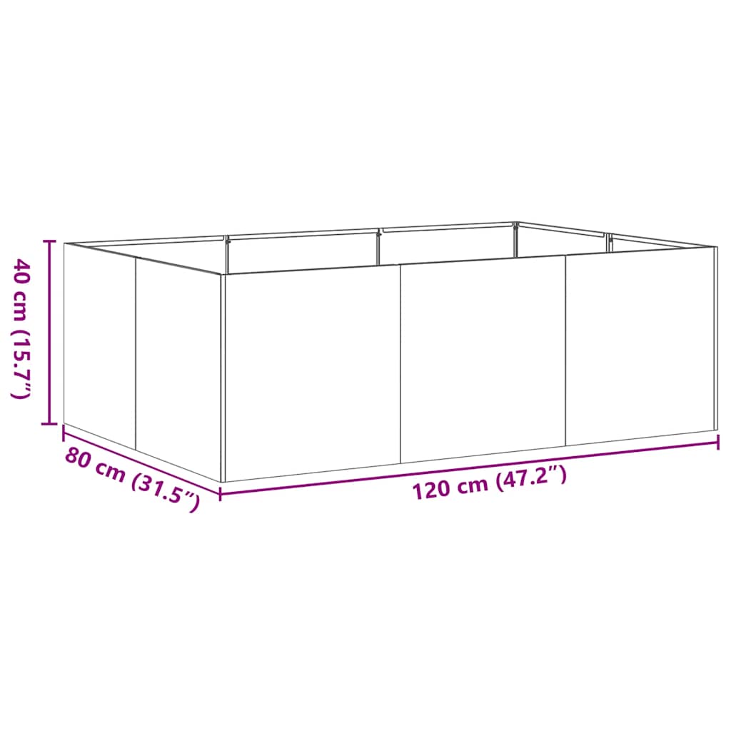 Plantenbak 120x80x40 cm roestvrij staal is nu te koop bij PeponiXL, paradijselijk wonen!