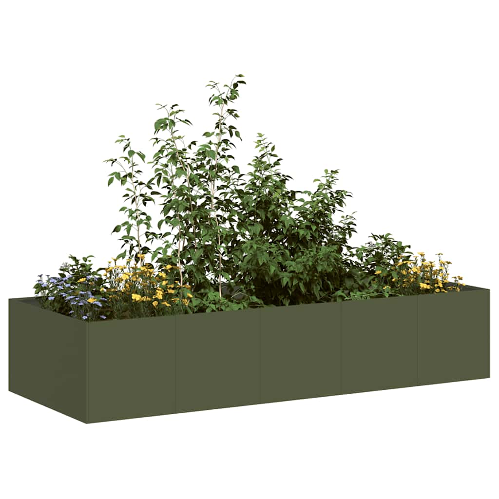 Plantenbak 200x80x40 cm staal olijfgroen is nu te koop bij PeponiXL, paradijselijk wonen!