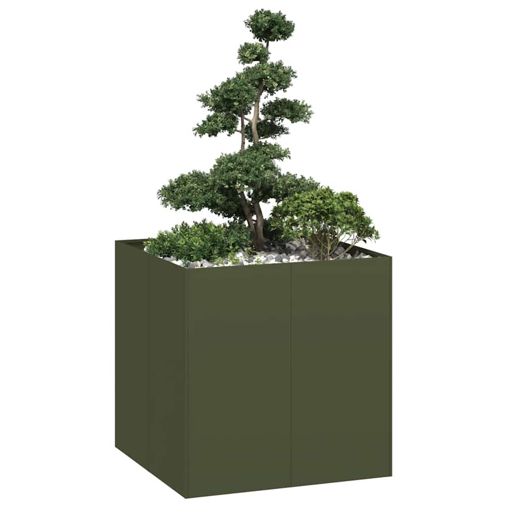 Plantenbak 80x80x80 cm staal olijfgroen is nu te koop bij PeponiXL, paradijselijk wonen!