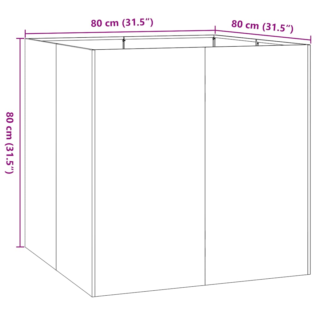 Plantenbak 80x80x80 cm roestvrij staal is nu te koop bij PeponiXL, paradijselijk wonen!