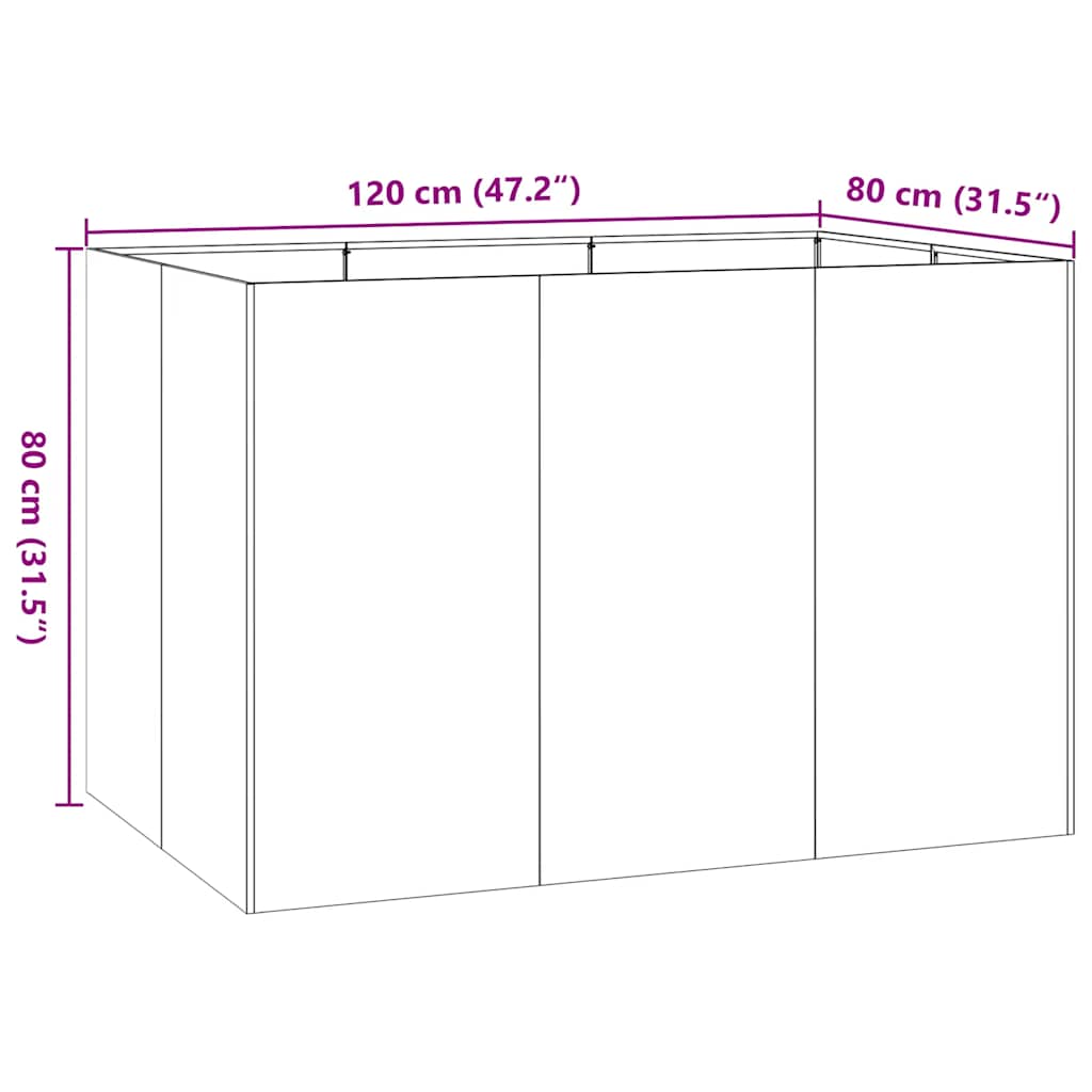 Plantenbak 120x80x80 cm staal zwart is nu te koop bij PeponiXL, paradijselijk wonen!