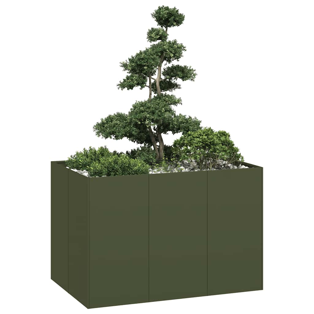 Plantenbak 120x80x80 cm staal olijfgroen is nu te koop bij PeponiXL, paradijselijk wonen!