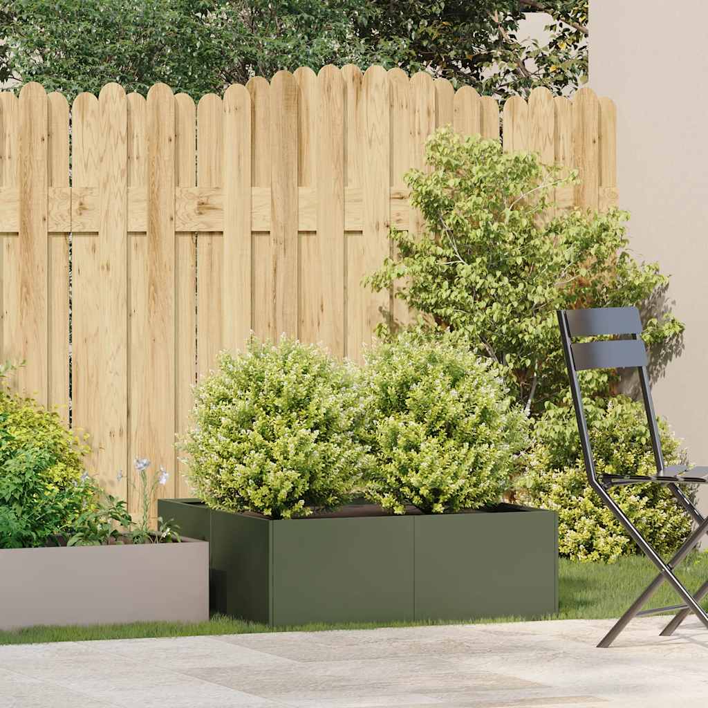 Plantenbak 80x80x30 cm staal olijfgroen is nu te koop bij PeponiXL, paradijselijk wonen!
