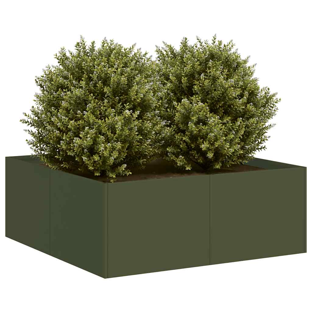 Plantenbak 80x80x30 cm staal olijfgroen is nu te koop bij PeponiXL, paradijselijk wonen!