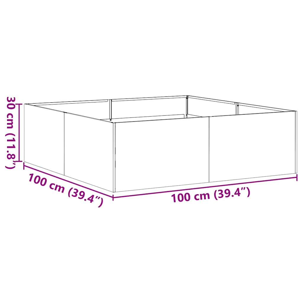 Plantenbak 100x100x30 cm staal antracietkleurig is nu te koop bij PeponiXL, paradijselijk wonen!