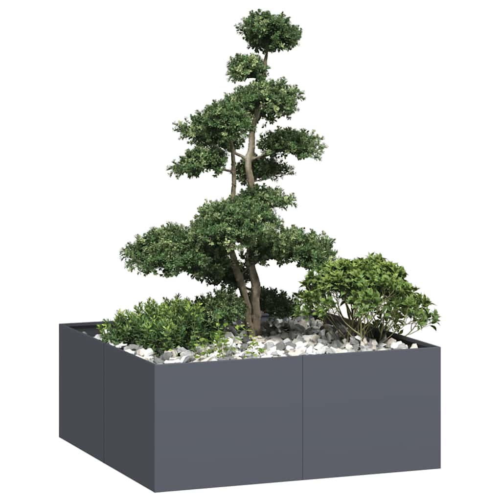 Plantenbak 100x100x40 cm staal antracietkleurig is nu te koop bij PeponiXL, paradijselijk wonen!