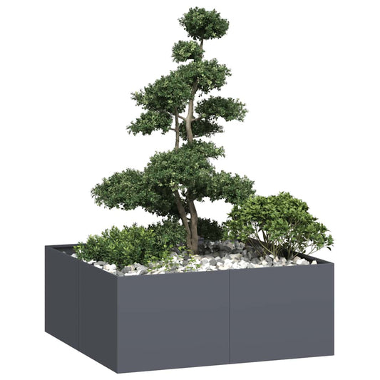 Plantenbak 100x100x40 cm staal antracietkleurig is nu te koop bij PeponiXL, paradijselijk wonen!