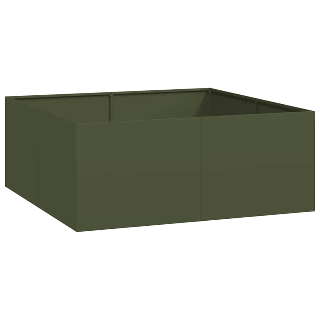 Plantenbak 100x100x40 cm staal olijfgroen is nu te koop bij PeponiXL, paradijselijk wonen!