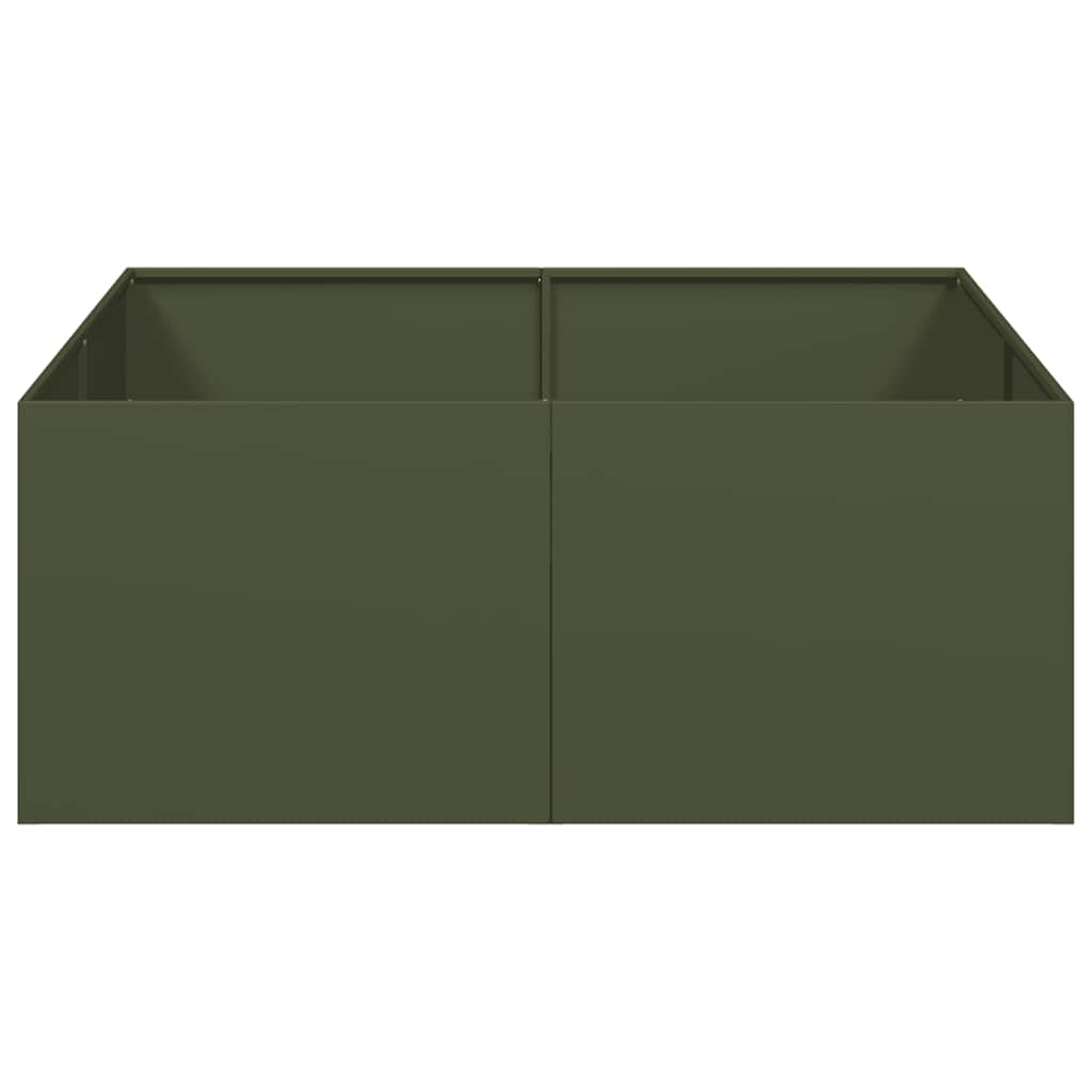 Plantenbak 100x100x40 cm staal olijfgroen is nu te koop bij PeponiXL, paradijselijk wonen!