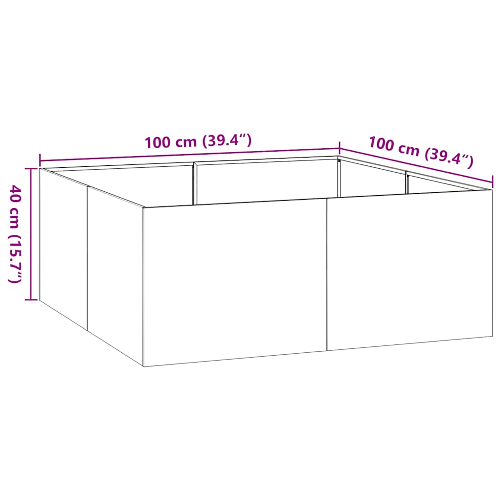 Plantenbak 100x100x40 cm roestvrij staal is nu te koop bij PeponiXL, paradijselijk wonen!