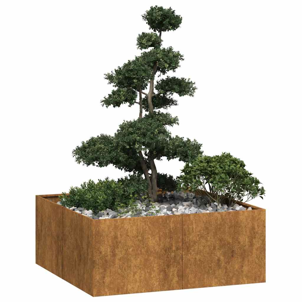Plantenbak roestig 100x100x40 cm weervast staal is nu te koop bij PeponiXL, paradijselijk wonen!
