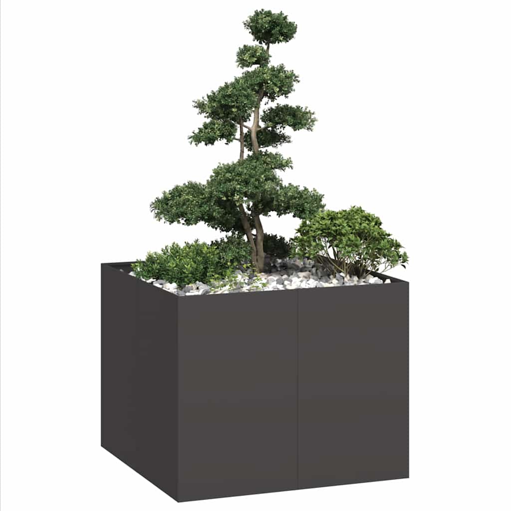 Plantenbak 100x100x80 cm staal zwart is nu te koop bij PeponiXL, paradijselijk wonen!