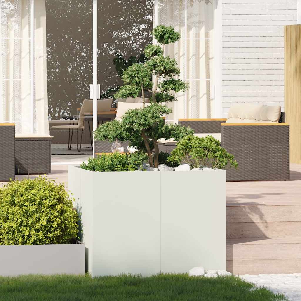 Plantenbak 100x100x80 cm staal wit is nu te koop bij PeponiXL, paradijselijk wonen!