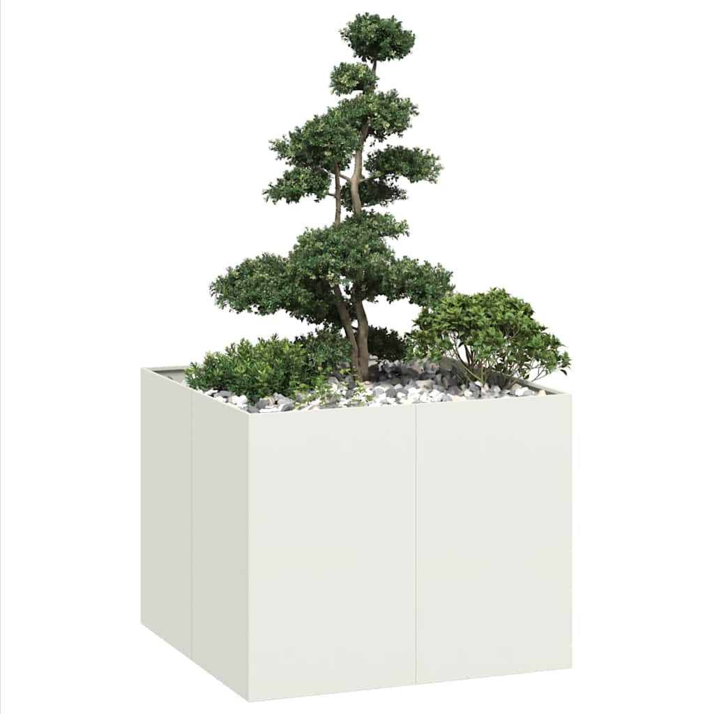 Plantenbak 100x100x80 cm staal wit is nu te koop bij PeponiXL, paradijselijk wonen!