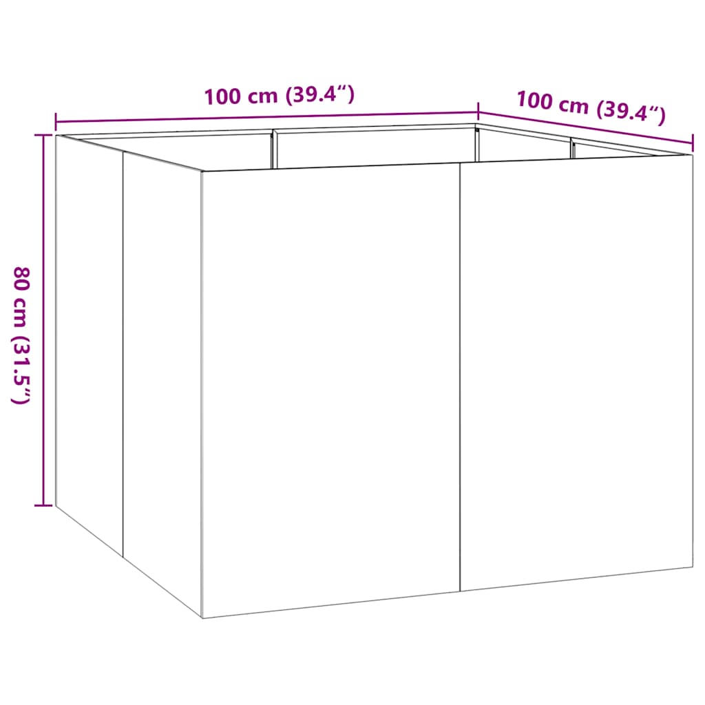 Plantenbak 100x100x80 cm staal antracietkleurig is nu te koop bij PeponiXL, paradijselijk wonen!