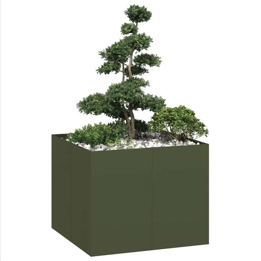 Plantenbak 100x100x80 cm staal olijfgroen is nu te koop bij PeponiXL, paradijselijk wonen!