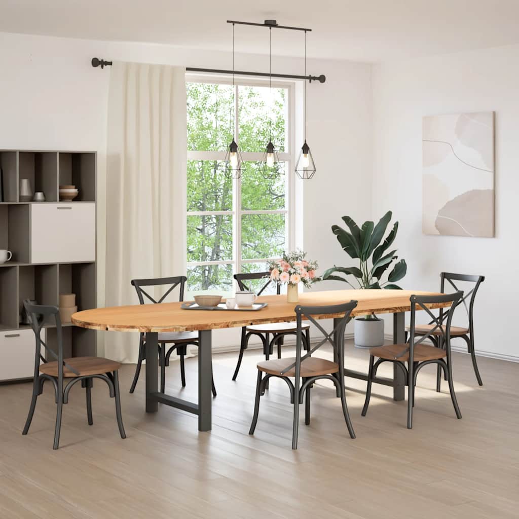 Eettafel 320x120x74 cm ovaal massief eikenhout lichtbruin is nu te koop bij PeponiXL, paradijselijk wonen!