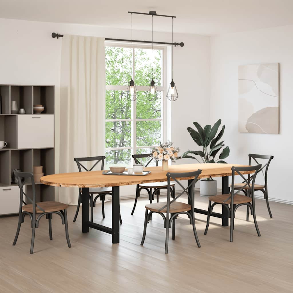 Eettafel 320x120x74 cm ovaal massief eikenhout lichtbruin is nu te koop bij PeponiXL, paradijselijk wonen!