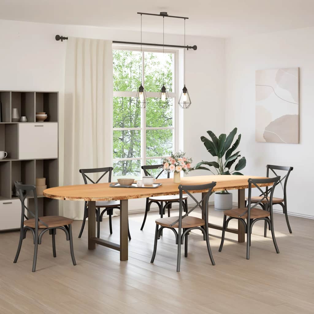 Eettafel 320x120x74 cm ovaal massief eikenhout lichtbruin is nu te koop bij PeponiXL, paradijselijk wonen!