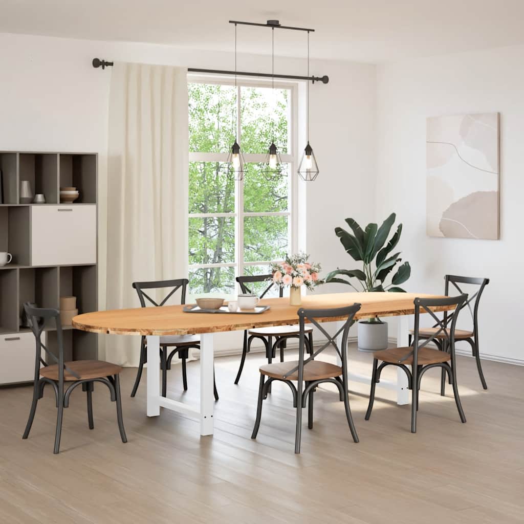 Eettafel 320x120x74 cm ovaal massief eikenhout lichtbruin is nu te koop bij PeponiXL, paradijselijk wonen!