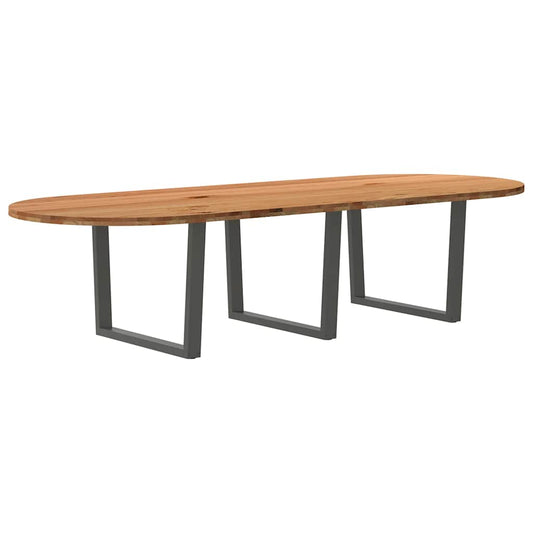 Eettafel 320x120x74 cm ovaal massief eikenhout lichtbruin is nu te koop bij PeponiXL, paradijselijk wonen!