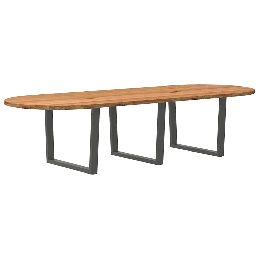 Eettafel 320x120x74 cm ovaal massief eikenhout lichtbruin is nu te koop bij PeponiXL, paradijselijk wonen!