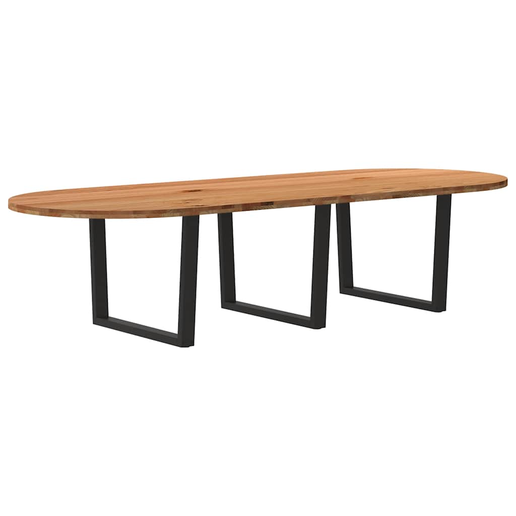 Eettafel 320x120x74 cm ovaal massief eikenhout lichtbruin is nu te koop bij PeponiXL, paradijselijk wonen!