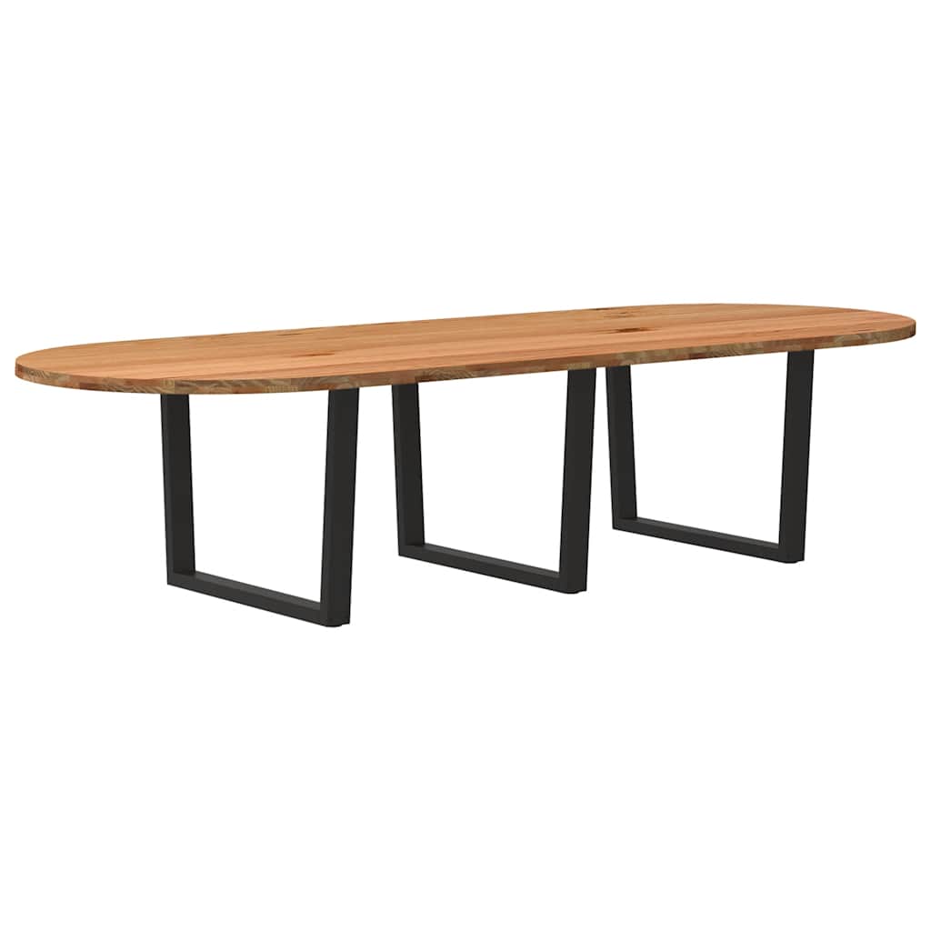 Eettafel 320x120x74 cm ovaal massief eikenhout lichtbruin is nu te koop bij PeponiXL, paradijselijk wonen!