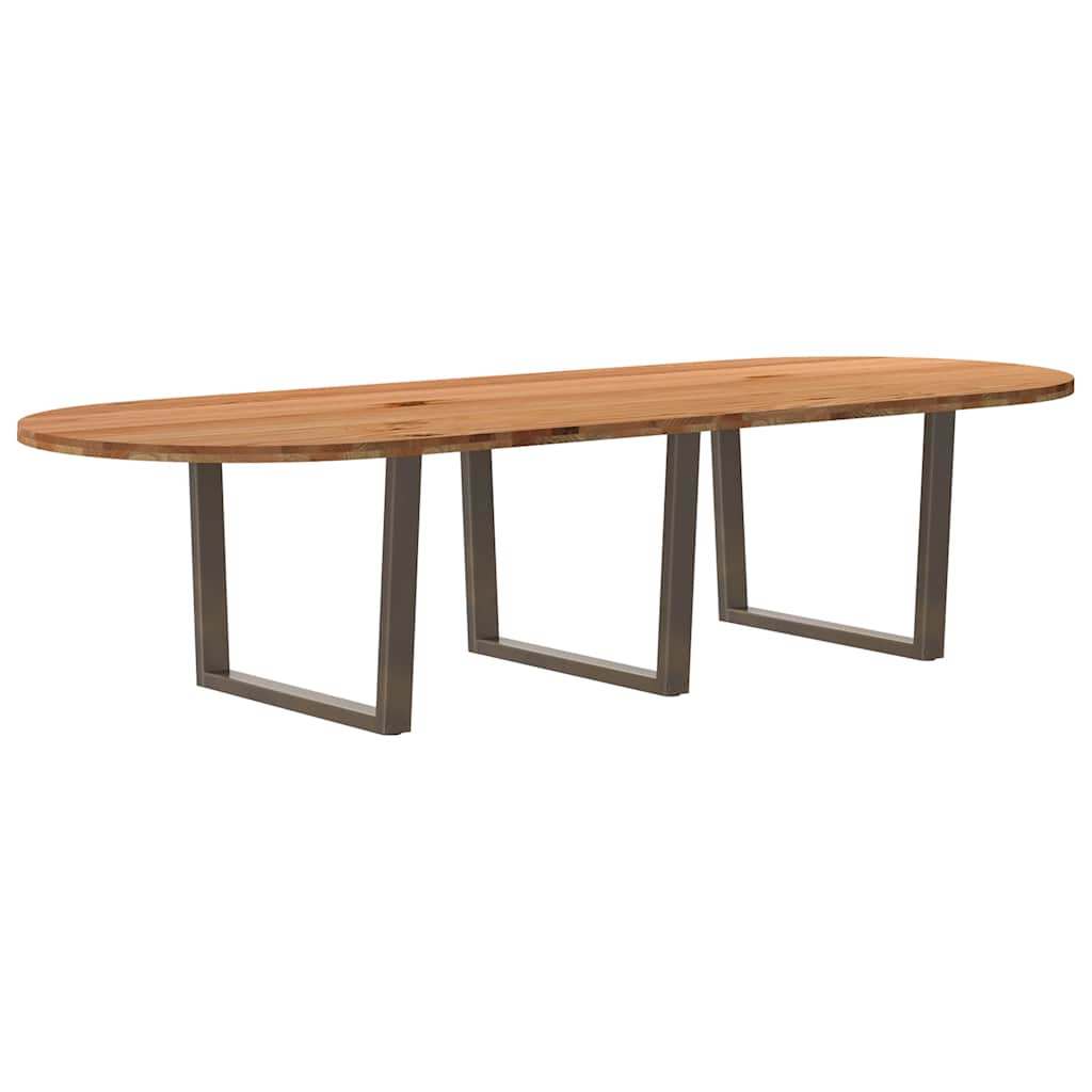 Eettafel 320x120x74 cm ovaal massief eikenhout lichtbruin is nu te koop bij PeponiXL, paradijselijk wonen!