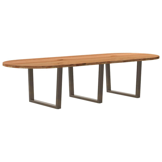 Eettafel 320x120x74 cm ovaal massief eikenhout lichtbruin is nu te koop bij PeponiXL, paradijselijk wonen!