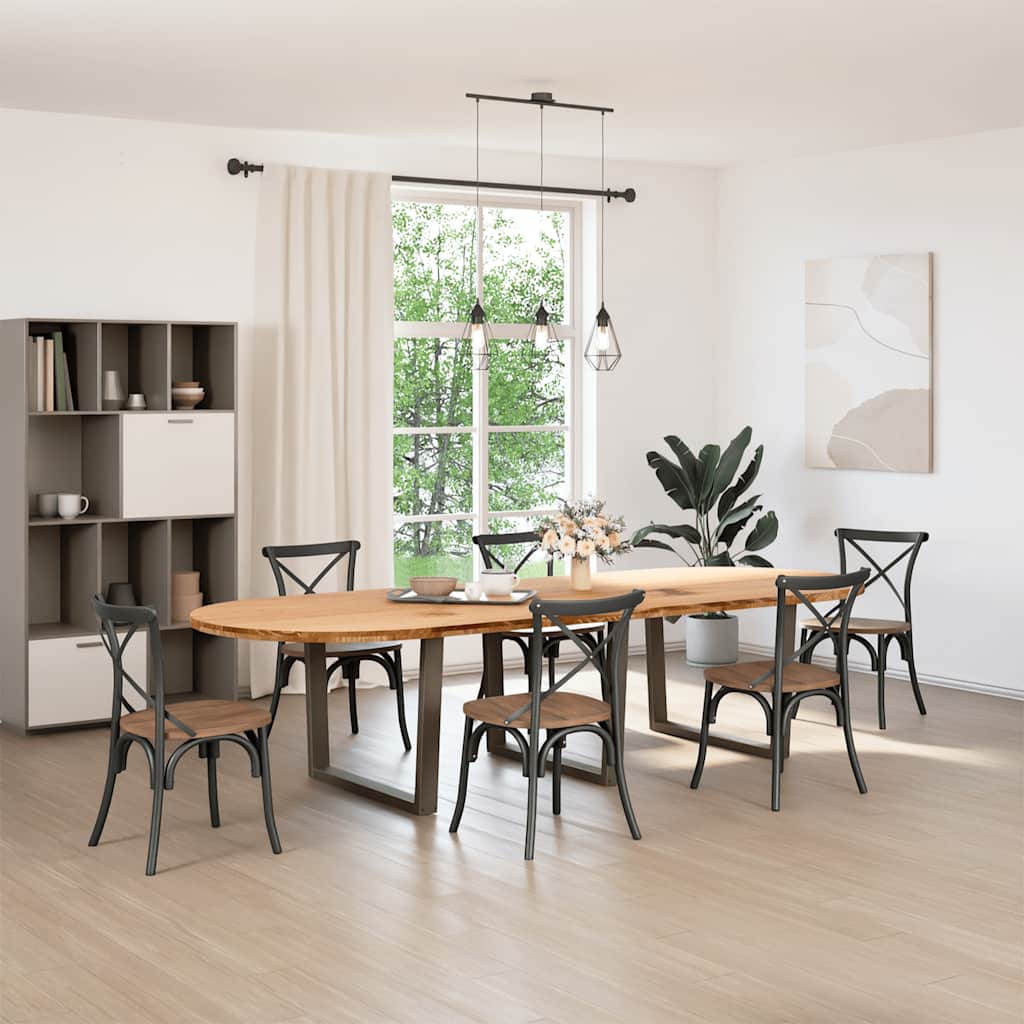 Eettafel 320x120x74 cm ovaal massief eikenhout lichtbruin is nu te koop bij PeponiXL, paradijselijk wonen!