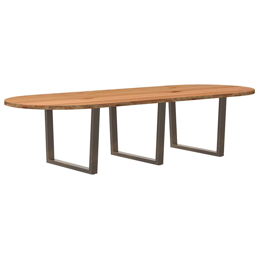 Eettafel 320x120x74 cm ovaal massief eikenhout lichtbruin is nu te koop bij PeponiXL, paradijselijk wonen!