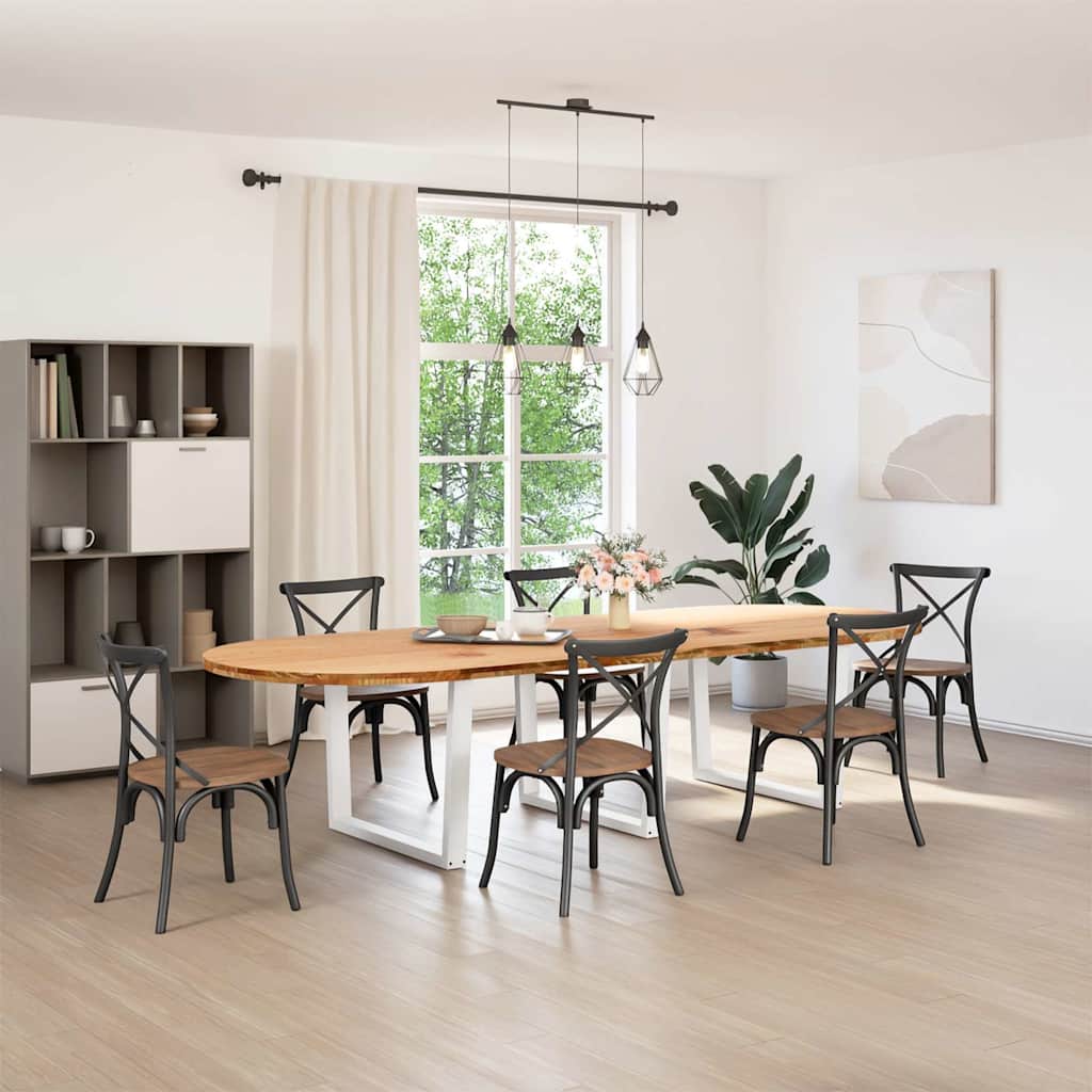 Eettafel 320x120x74 cm ovaal massief eikenhout lichtbruin is nu te koop bij PeponiXL, paradijselijk wonen!