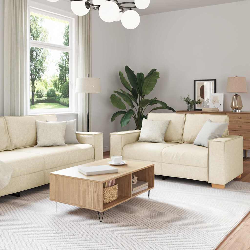Bankstel 3 pcs Beige 220 x 80 x 84 cm Linnen-mix stof is nu te koop bij PeponiXL, paradijselijk wonen!