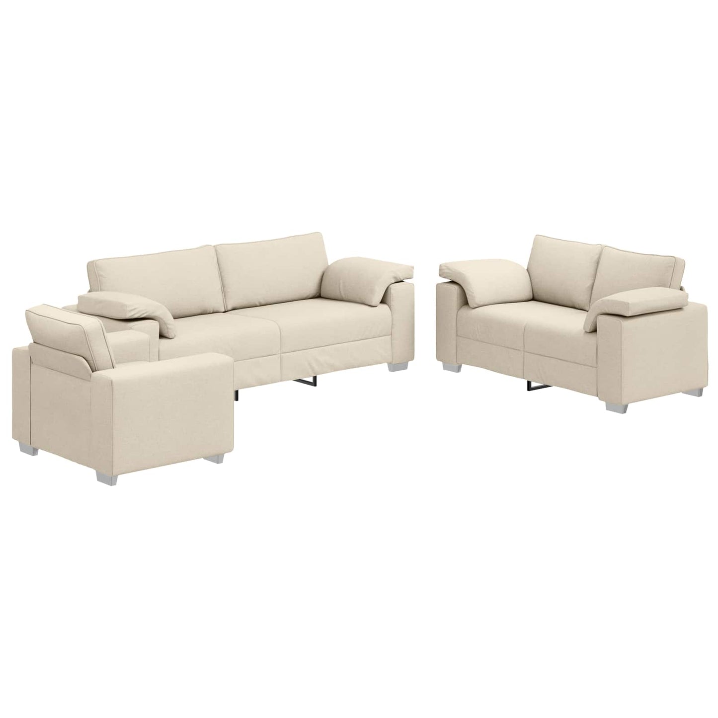 Bank 3 pcs Beige 219 x 80 x 82 cm Linnen-mix stof
