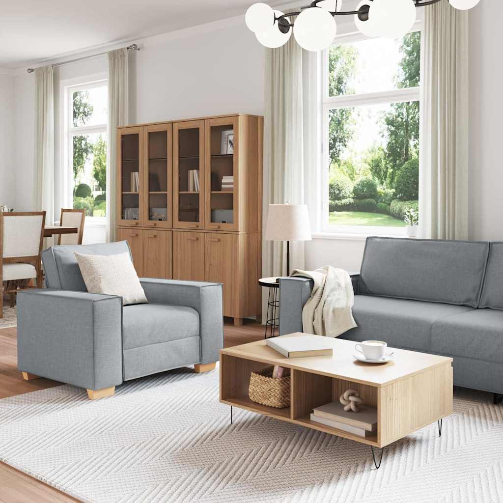 Bank 3 pcs Lichtgrijs 220 x 80 x 84 cm Linnen-mix stof is nu te koop bij PeponiXL, paradijselijk wonen!