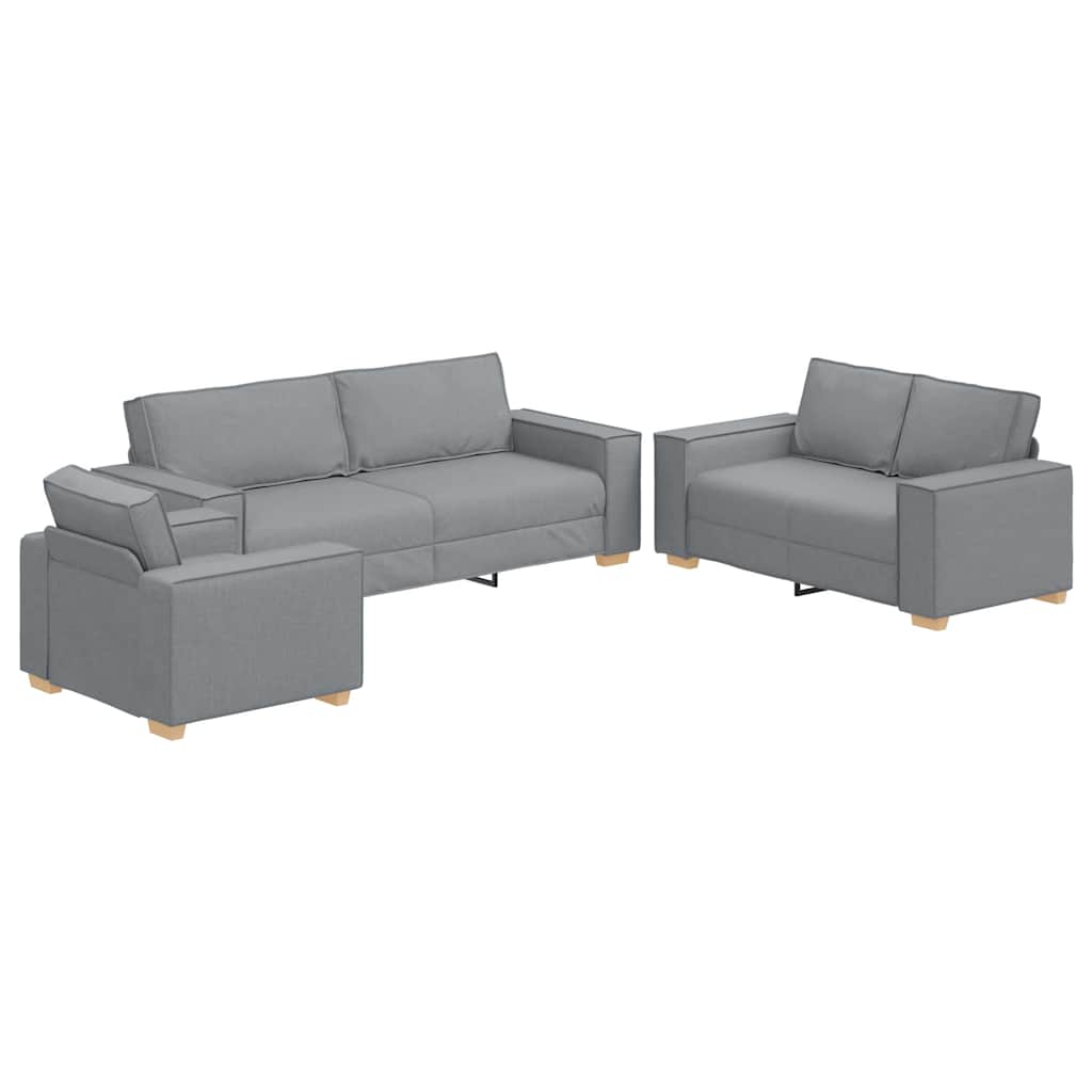 Bank 3 pcs Lichtgrijs 220 x 80 x 84 cm Linnen-mix stof is nu te koop bij PeponiXL, paradijselijk wonen!